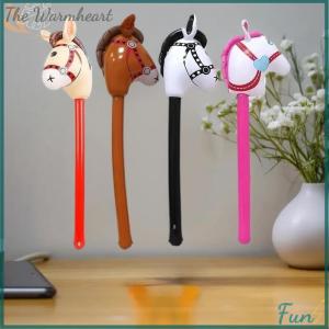 【The Warmheart】 1Pcs Inflatable Horse Head Balloon Blow Up Pony Stick Toy Halloween Party Supplies Inflatable Stick Childrens Toys