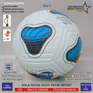 Bola Sepakbola Size 5 Original Import Bahan Kulit PU Embos Bola Sepak Kualitas Terbaik