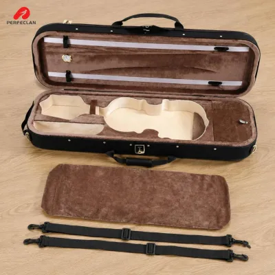 Rectangular Violin Case 4/4 Oxford Canvas Hard Box with Straps Violin Fittings Organizer for Daily Travel Transport