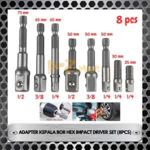 SAMBUNGAN ADAPTOR ADAPTER KUNCI SHOCK SOCKET SOKET SOK SOCK CONVERTER KONVERTER KEPALA MATA BOR HEX TROX SQUARE SCREWDRIVER DRILL BIT BITS TO IMPACT IMPEK DRIVER KOTAK HEX SHANK WRENCH KOMPLIT SET MURAH KUAT MULTIFUNGSI 1/2 3/8 1/4 INCH 1/2" 3/8" 1/4"