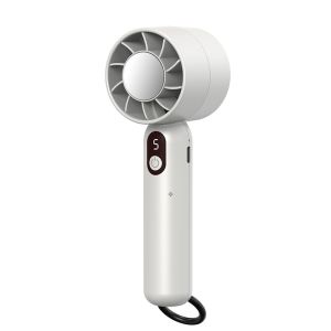 Turbo Electric Mini Handheld Fan Strong Wind Rechargeable Cooler 5-speed Wind LED Digital Display Bladeless Safety