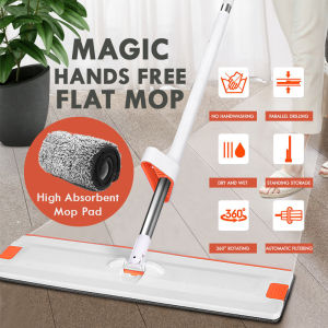 HOMEKARE 35cm/43cm/50cm Magic Flat Mop Hands Free Lazy Mop Dry & Wet Portable 360 Rotate Household Floor Mops Mop Lantai