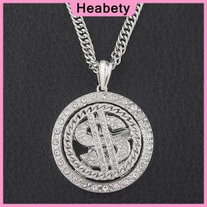 Heabety Big Rotatable US Dollar Money Sign Pendant Necklace Men Rapper Hip Hop