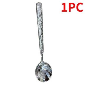 Polocat 8/1ชิ้นช้อนซุปสแตนเลสน้ำแข็งแตกช้อนจับยาวหนากาแฟของหวานผลไม้ชุดเครื่องทานอาหารเครื่องดื่ม