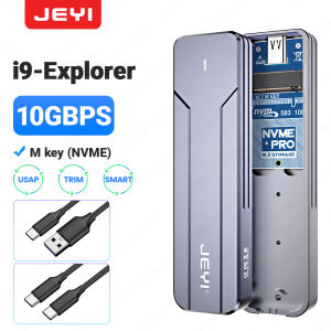 JEYI M.2 NVMe SATA SSD Enclosure USB 3.2 Gen 2 10Gbps or 6Gbps NGFF M-Key B-Key External Aluminum M.2 Enclosure Support Decorative UASP