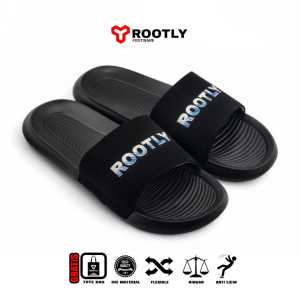Rootly - Sandal Pria Fullblack Slide Bold Series