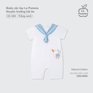 Body cộc tay La Pomme thuyền trưởng hải âu - Sợi Natural Cotton thoáng mát – Bé trai - 3M - 12M