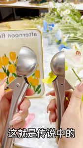 Stainless Steel Ice Cream Spoon Watermelon Baller Scoop Fruit Dessert Spoon