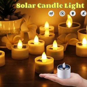 Solar Powered Flameless LED Candle Lights Outdoor Waterproof Home Wedding Decoration Lamp
