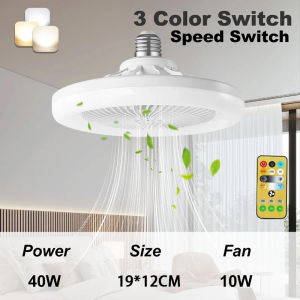 Ceiling Fan with Light with remote 2 IN 1 E27 Controller 3 Blades remotely controlled ceilingfan with LED lighting for living room