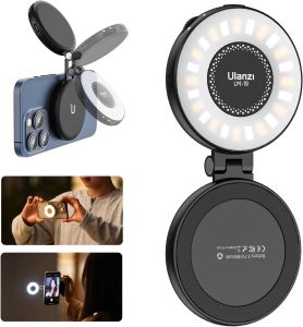 ULANZI LM19 Magnetic Selfie Light LED Phone Ring Light for iPhone MagSafe CRI95+ 2500K-8500K Portable Magnetic Phone Fill Lights for Selfies TikTok Video Call Makeup Photography YouTube Vlog - Black