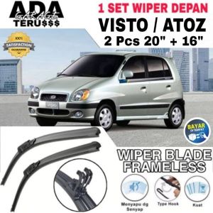 Wiper Mobil Kia Visto / Hyundai Atoz Frameless 1 Set 2 Pcs Karet Wiper Kaca Depan Mobil
