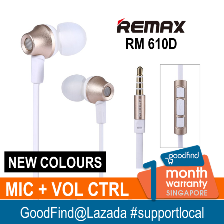 REMAX RM 610D Wired Earphone With Mic And Volume Control Zoom Headset Aux 3.5mm 1.2m Cable In