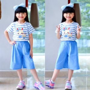 Setelan Fashion Celana Kulot Anak Perempuan Usia 4-11 Tahun