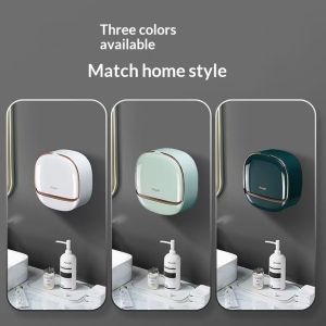 QIHUISHI จานรองสบู่ติดผนังพร้อมฝาปิดกันน้ำและการระบายน้ำสำหรับการจัดเก็บซิงค์ห้องน้ำ