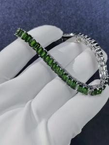 BOSEOK Chrome diopside Rhodium Over Sterling Silver Bracelet 16.1ctw B4152