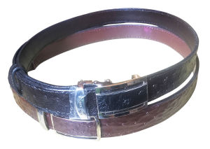 เข็มขัดหนังนกกระจอกเทศ เป็นหนังตัวนกกระจอกเทศ สีดำ Super Black