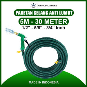 GEMUK Selang Air Cuci Motor 30 Meter Sepaket Selang Air Anti Lumut Hijau Dengan Semprotan Nozzle Selang Air Cuci Mobil Selang Air Taman Selang Serat Benang