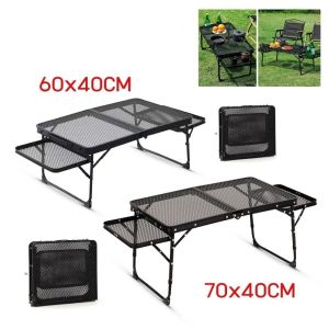 LUQIU Iron Mesh Camping Table Foldable Lightweight Picnic Table Portable Durable Picnic Dining Table For BBQ Grill