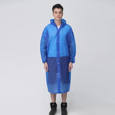 Jas Hujan Terusan Ponco Polos Tebal Jas Hujan EVA Raincoat Korea Jas Hujan Kancing Transparan Polos