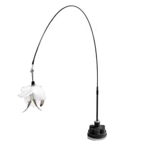 360 Degree Rotating Cats Teaser Wand With Secure Suction Cup Base And Feathered Design For Boredom Cats Stress Reduce