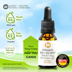 Vitamin K2D3 Sunday Natural tăng hấp thu canxi Cho Bé dưới 5 tuổi D3 thuần chay tinh khiết