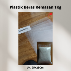 Plastik Beras Kemasan 1Kg Ukuran 20x40cm Polos Bening Tebal 08 Per Pack