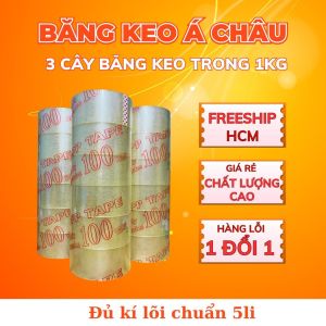 Combo 3 Cây Băng Keo Trong 1KG – 100Yard – Lõi 5li | Dai – Chắc – Dính Tốt | Băng Dính Đóng Gói