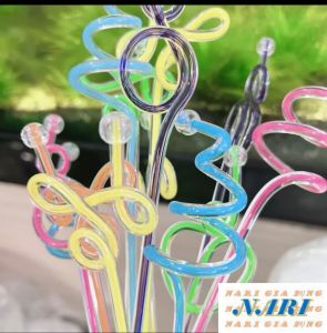 Que trang trí sinh tố-coctail - thanh khuấy sinh tố 2 lớp 2 lòng acrylic - gia dụng Nari