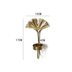 ESFDGL Iron Art Leaf Candlestick Holder Nordic Style Gold Metal Candlestick Holder Light Luxury Handmade Wall Hanging Candle Stand Wedding Table