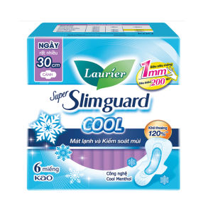 Combo 4 gói băng vệ sinh Laurier Siêu Mỏng 1mm Mát lạnh 30cm 6 miếng