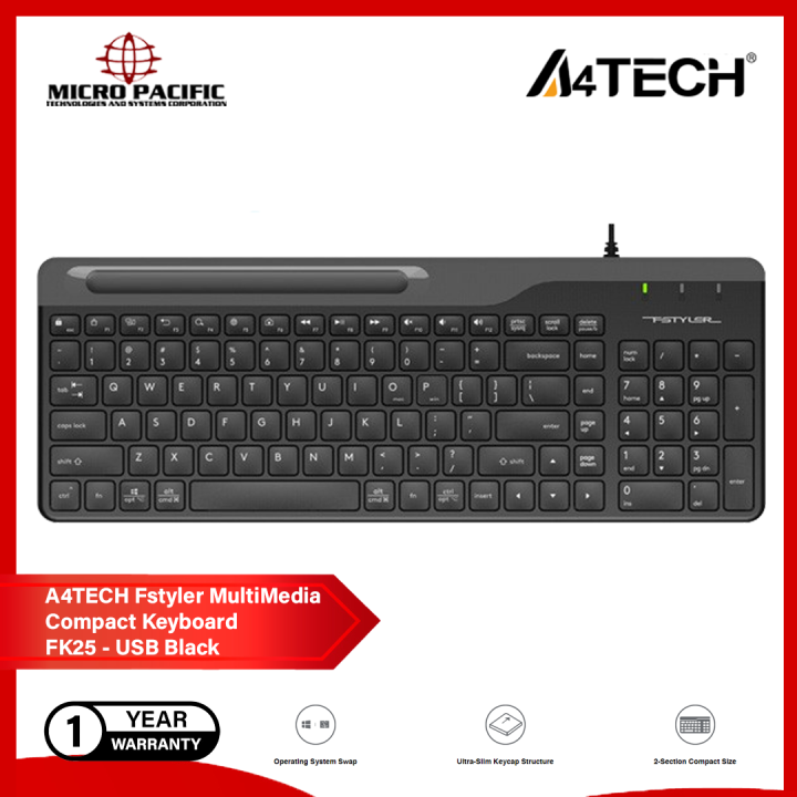 A4TECH FStyler MultiMedia Compact Keyboard FK25 - USB Black | Lazada PH