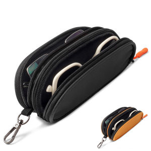 Double Layers Sunglasses Case Fashion Portable Zippered Glasses Storage Bag Travel Sunglasses Case