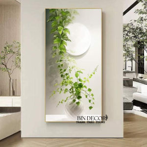 (100% ẢNH CHỤP) Tranh treo tường bình lá tropical nhiệt đới 2 bo viền chắc chắn kèm đinh