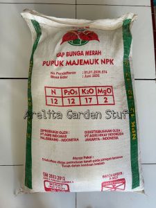 Pupuk NPK 12-12-17-2 + TE Merk Bunga Merah repack 1Kg