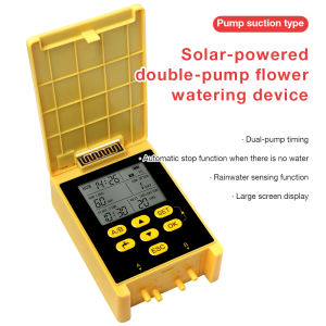 Automatic Solar Flower Watering Device Dual Pump Drive Irrigation Controller System Rain Sensing Water Timer for Garden Lawn