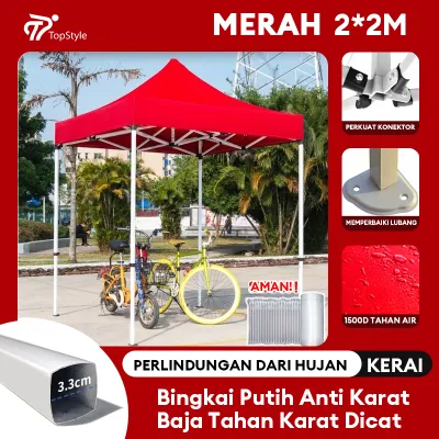 Tenda Lipat 3x3 Tenda Bazar 1300D Outdoor Tenda Gazebo Tenda Jualan Pameran Dagang Biru dan Merah 2x2M/2x3M/3x4.5M