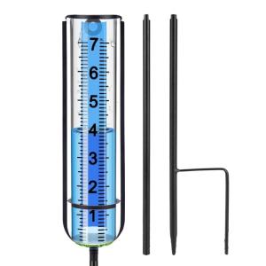 Rain Gauge Upgraded Freeze Proof Rain Gauge Outdoor Best Rate 7" Capacity Large Clear Scale Rain Guage with Long Stake
