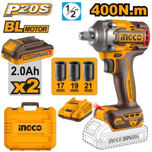 บล็อกกระแทก ประแจ ไร้สาย 20V ขนาด 1/2 นิ้ว BL Motor แรงบิดสูงสุด 400 นิวตันเมตร INGCO รุ่น CIWLI2040