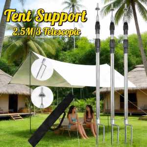2.5M/3 Telescopic Adjustable Tent Support Aluminum Thicken Sunshade Rod Camping Outdoor Awning Pole