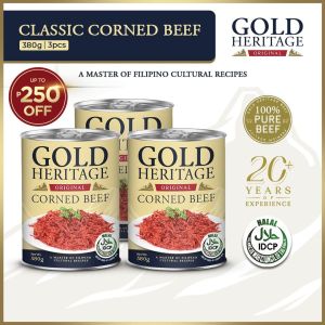 Gold Heritage Corned Beef 380g - Pack of 3 Grocery Set Package Canned Goods Canned Meat