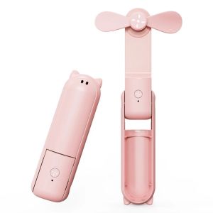 ALLLUCK 3 IN 1 Handheld Mini Fan USB Rechargeable 3 Gears Folding Flashlight Fan Portable 1200 MAh Pocket Silent Fan Summer Outdoor
