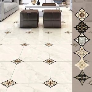Polocat 18pcs/Set Self Adhesive PVC Ceramic Tile Stickers/ Waterproof Wall Sticker Art Diagonal Floor Stickers/Mildewproof Gap Tape Decals Suitable For Living Room Floor