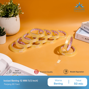 CRYSLENE Lakban Isolasi Bening 12mm & 24mm 90 Yard
