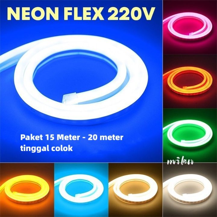 Paket Lampu Led Neon Flex 16m 20m Ac 220v Lengkap Tinggal Colok Lazada Indonesia 