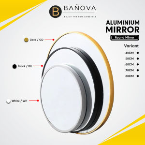 BANOVA Bathroom Mirror Aluminum Round Mirror Decorative Wall Mounted Mirror Bathroom Vanity Beauty Makeup Mirror Dressing Mirror – Black Mirror / White Mirror / Gold Mirror