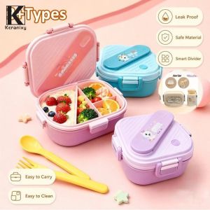 Keranixy Kids Bento Lunch Box Leakproof Portable Compartment Food Container Cartoon School Baon