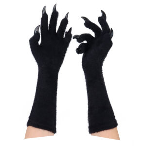 Halloween long gloves with long nails and realistic animal claw design for a spooky look cos Props