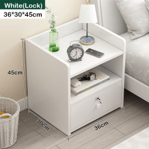HOGO Nordic Style Bedside Table Simple Bedroom Locker Modern Home Mini Storage Cabinet with Lock Office Private Shelving
