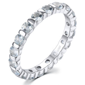 Lohaspie Jewelry Genuine 2.5 Carats Solid Sterling Silver 925 Ring Original Natural Rhodolite Garnet Aquamarine Iolite Ring 925 Silver Ring Women Original Birthstone Ring Jewelry